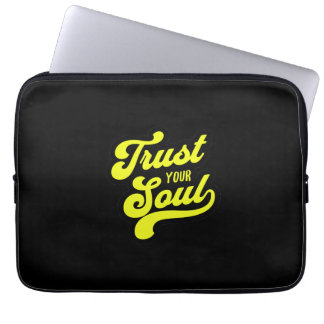 Retro Trust Your Soul Yellow Script Laptop Sleeve