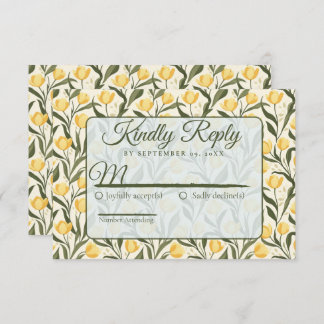 Retro Tulip Floral Backyard Wedding RSVP Card