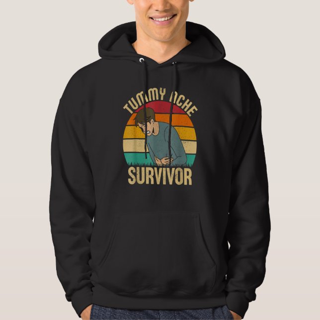 Retro Tummy Ache Survivor Stomachache  Men Women Hoodie (Front)