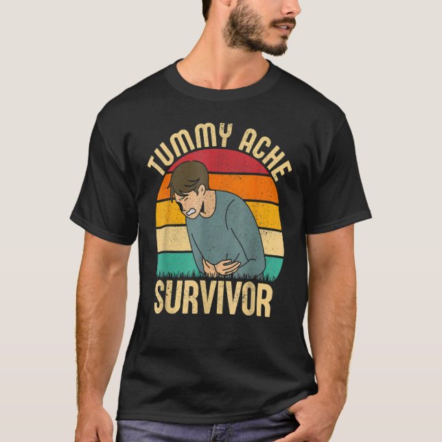 Retro Tummy Ache Survivor Stomachache  Men Women T-Shirt (Front)