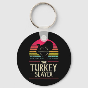 Retro Turkey Slayer Sunset Vintage Hunting Turkey Key Ring