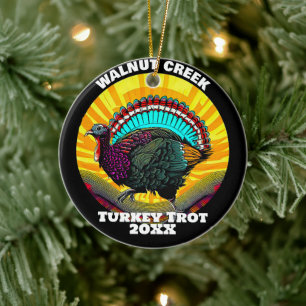 Retro Turkey Trot Ceramic Ornament