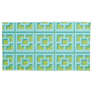 Retro Turquoise and Green Trellis Pillowcase
