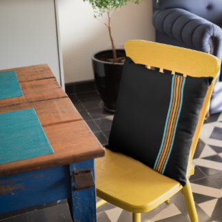 Retro Turquoise and Orange Stripe Cushion