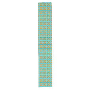 Retro Turquoise and Orange Trellis Table Runner