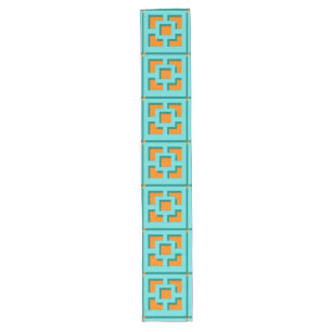 Retro Turquoise and Orange Trellis Table Runner