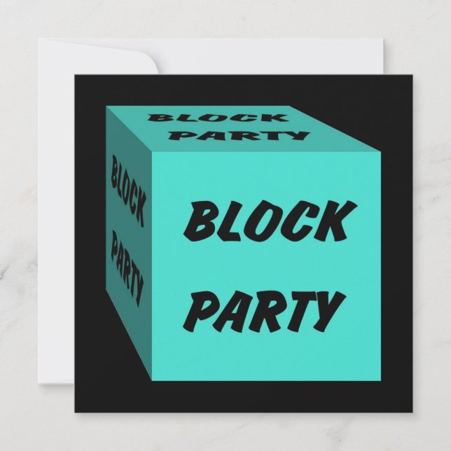 Retro Turquoise Block Party Social Invitation (Front)