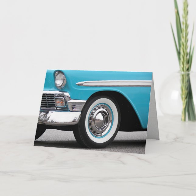 retro turquoise car card (Front)