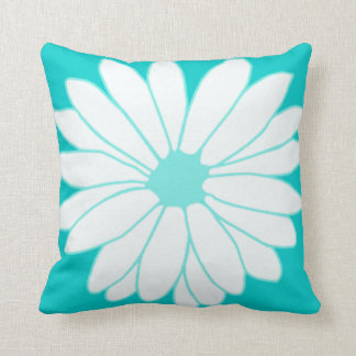 Retro Turquoise Daisy American MoJo Throw Pillow