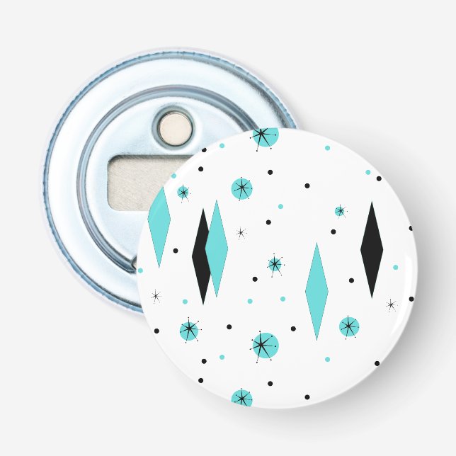 Retro Turquoise Diamond & Starburst Bottle Opener (Front)