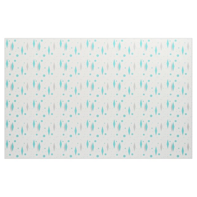 Retro Turquoise Diamond & Starburst Cotton Fabric (Yard)