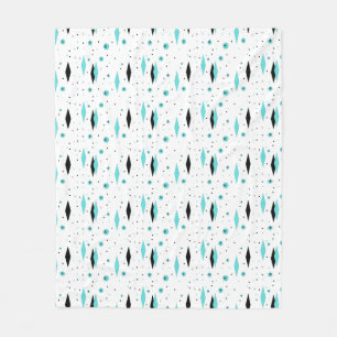 Retro Turquoise Diamond & Starburst Fleece Blanket