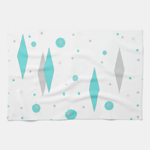Retro Turquoise Diamond & Starburst Kitchen Towels