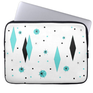 Retro Turquoise Diamond & Starburst Laptop Sleeve