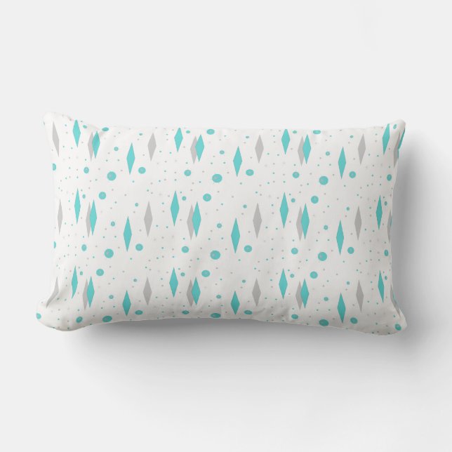 Retro Turquoise Diamond  & Starburst Lumbar Pillow (Front)