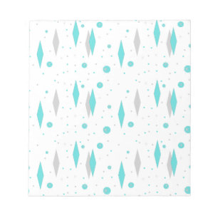 Retro Turquoise Diamond & Starburst Notepad