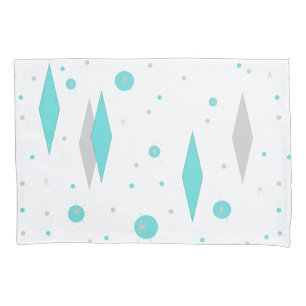 Retro Turquoise Diamond & Starburst Pillowcase
