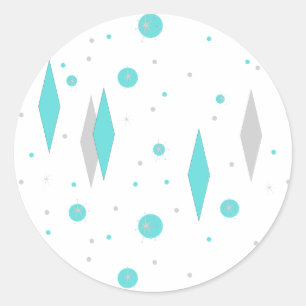 Retro Turquoise Diamond & Starburst Stickers
