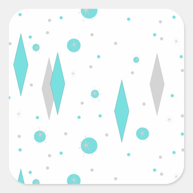 Retro Turquoise Diamond & Starburst Stickers (Front)