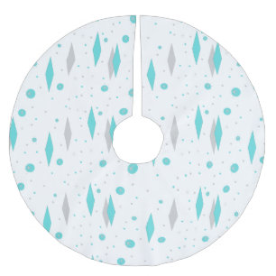 Retro Turquoise Diamond  & Starburst Tree Skirt