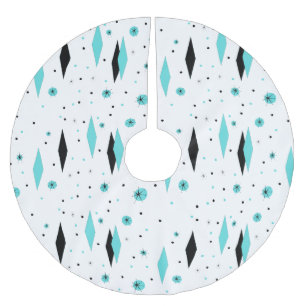 Retro Turquoise Diamonds Christmas Tree Skirt