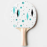 Retro Turquoise Diamonds Ping Pong Paddle