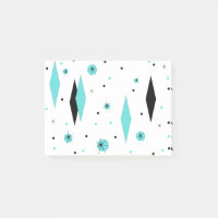 Retro Turquoise Diamonds & Starburst Post-It Notes