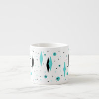 Retro Turquoise Diamonds & Starbursts Espresso Mug