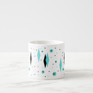 Retro Turquoise Diamonds & Starbursts Espresso Mug
