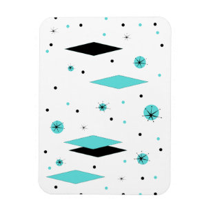 Retro Turquoise Diamonds & Starbursts Flexi Magnet