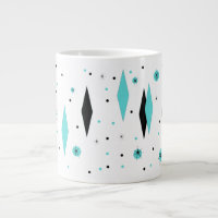 Retro Turquoise Diamonds & Starbursts Jumbo Mug