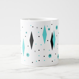 Retro Turquoise Diamonds & Starbursts Jumbo Mug