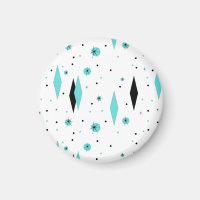 Retro Turquoise Diamonds & Starbursts Magnet
