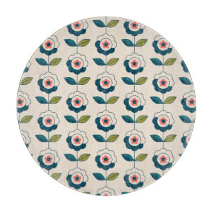 Retro Turquoise Floral Pattern Cutting Board