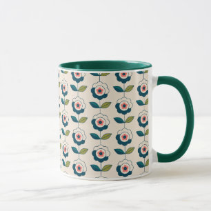 Retro Turquoise Floral Pattern Mug