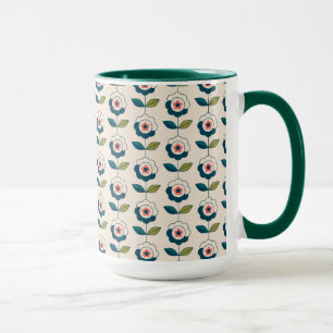 Retro Turquoise Floral Pattern Mug