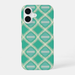 Retro Turquoise Lattice with Modern Stripe iPhone 16 Case