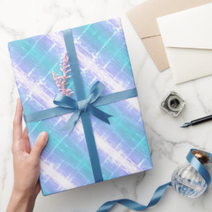 Retro Turquoise & Light Purple Stripes  Wrapping Paper