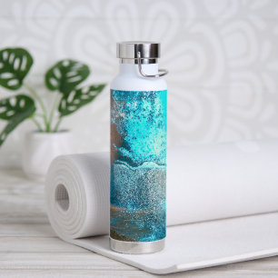 Retro Turquoise Paint and Rust Abstract Water Bottle