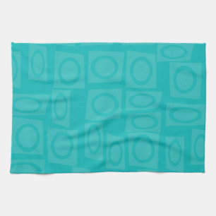 Retro Turquoise Rings Pattern Tea Towel