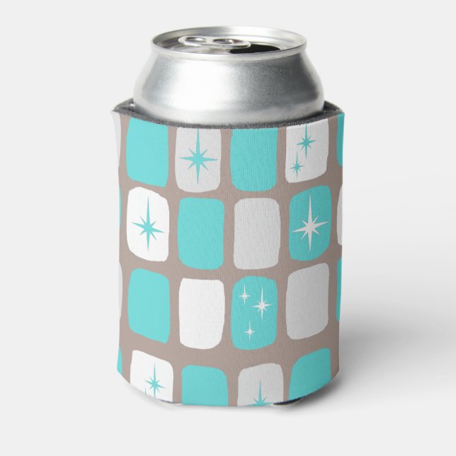 Retro Turquoise Starbursts Can Cooler (Can Back)