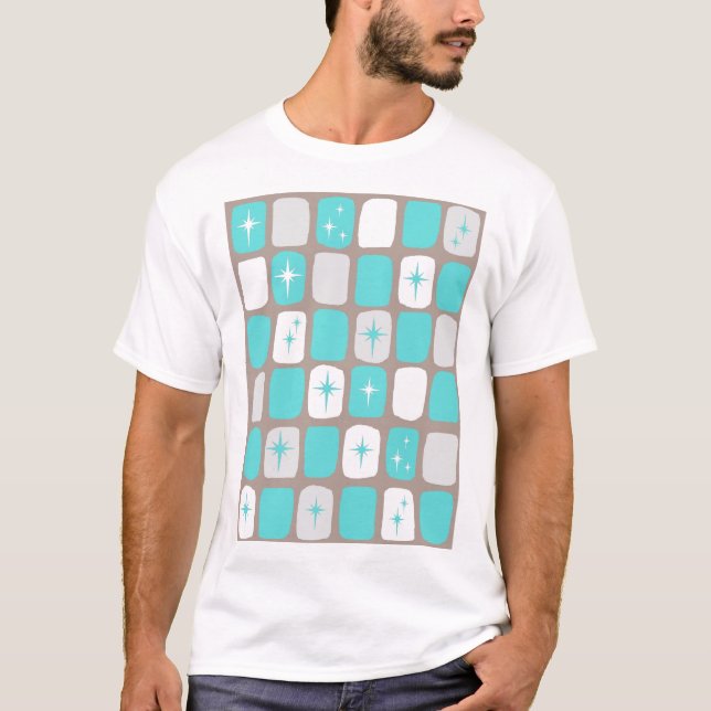 Retro Turquoise Starbursts T-Shirt (Front)