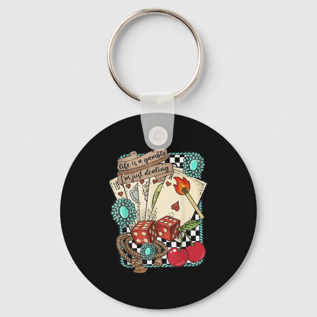 Retro Turquoise Western Wild West Cowboy Cowgirl  Key Ring (Front)