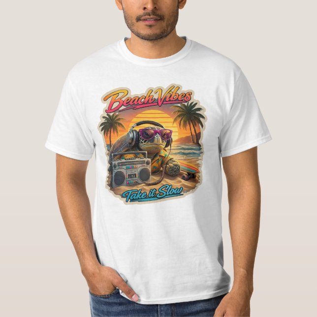 Retro Turtle Beach Vibes - Cool Summer Chill Graph T-Shirt (Front)