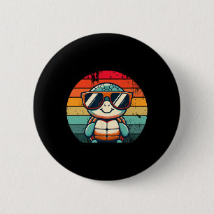 Retro Turtle In Sungles Bbq Pool Party Funny Turtl 6 Cm Round Badge