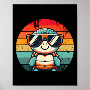 Retro Turtle In Sungles Bbq Pool Party Funny Turtl Poster