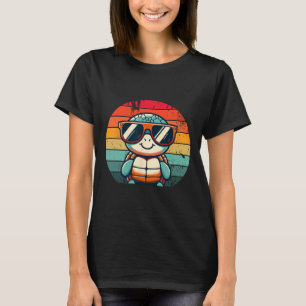 Retro Turtle In Sungles Bbq Pool Party Funny Turtl T-Shirt