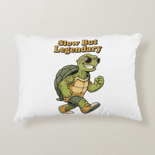 Retro Turtle Slow But Legendary Rectangular Pillow (Front)