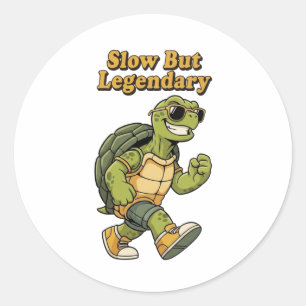 Retro Turtle Slow But Legendary Vinyl Sticker