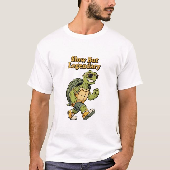 Retro Turtle Slow Legend Men’s Graphic T-Shirt (Front)